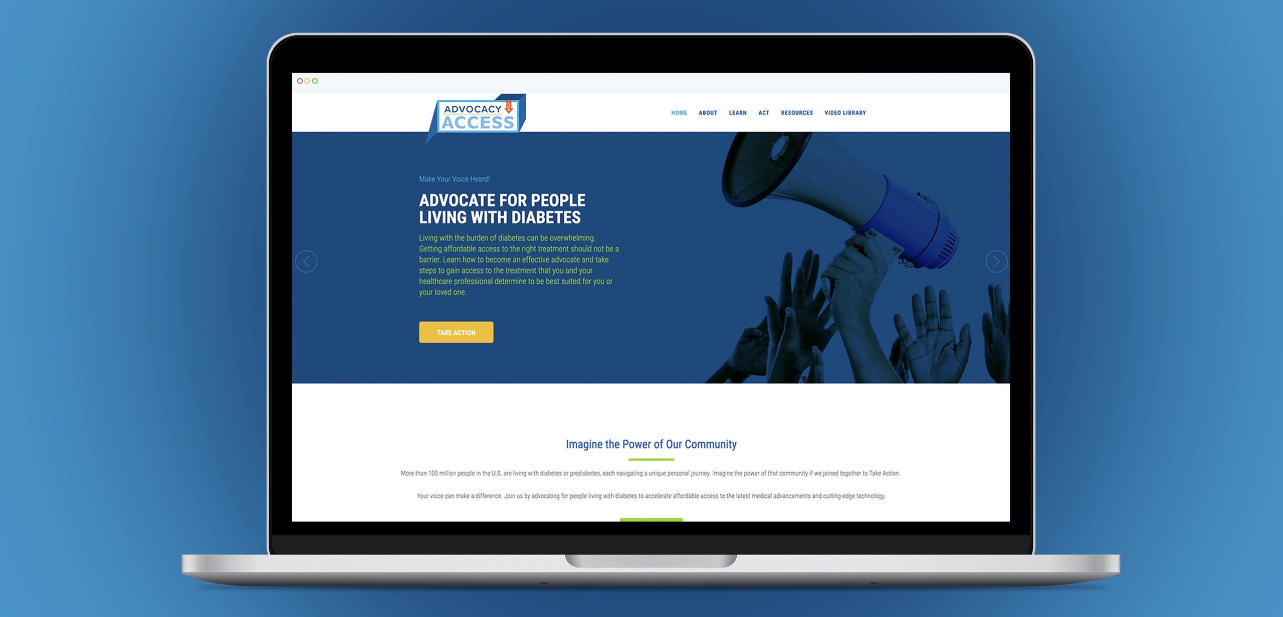 Healthcare advocacy group website design