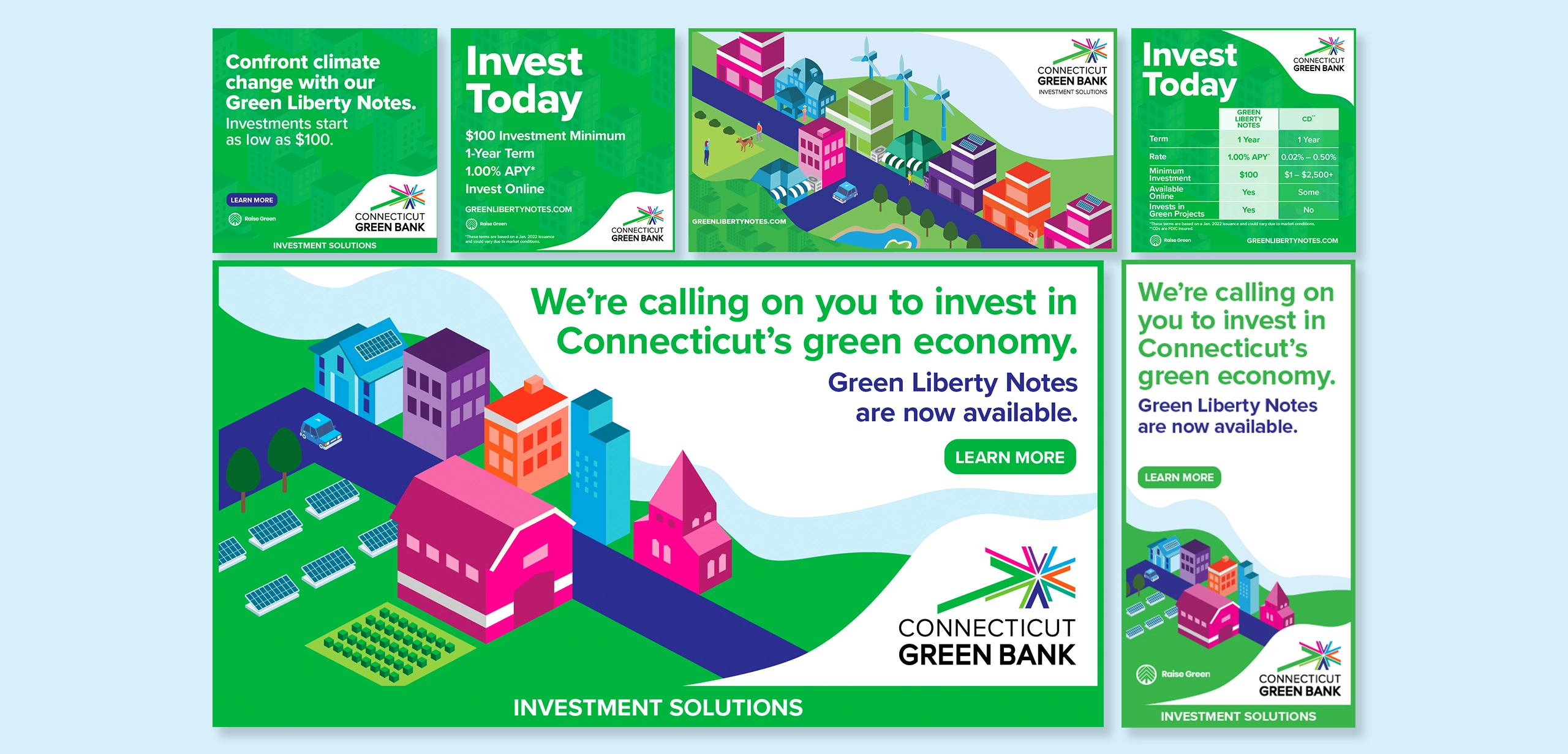 Digital Banner ad campaign for regional clean energy improvement funding company targeting investors
