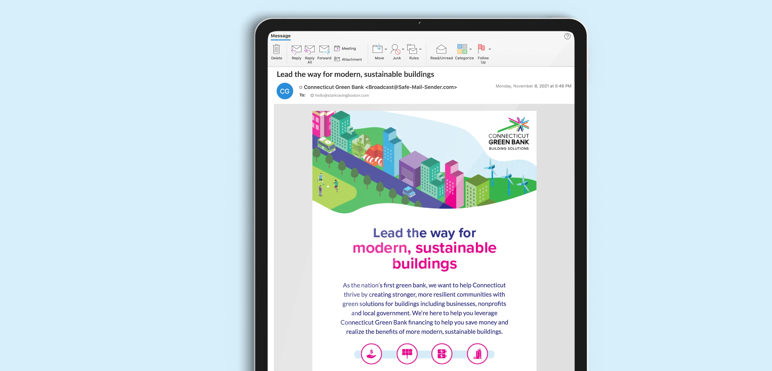Email drip campaign for regional clean energy improvement funding company targeting building owners