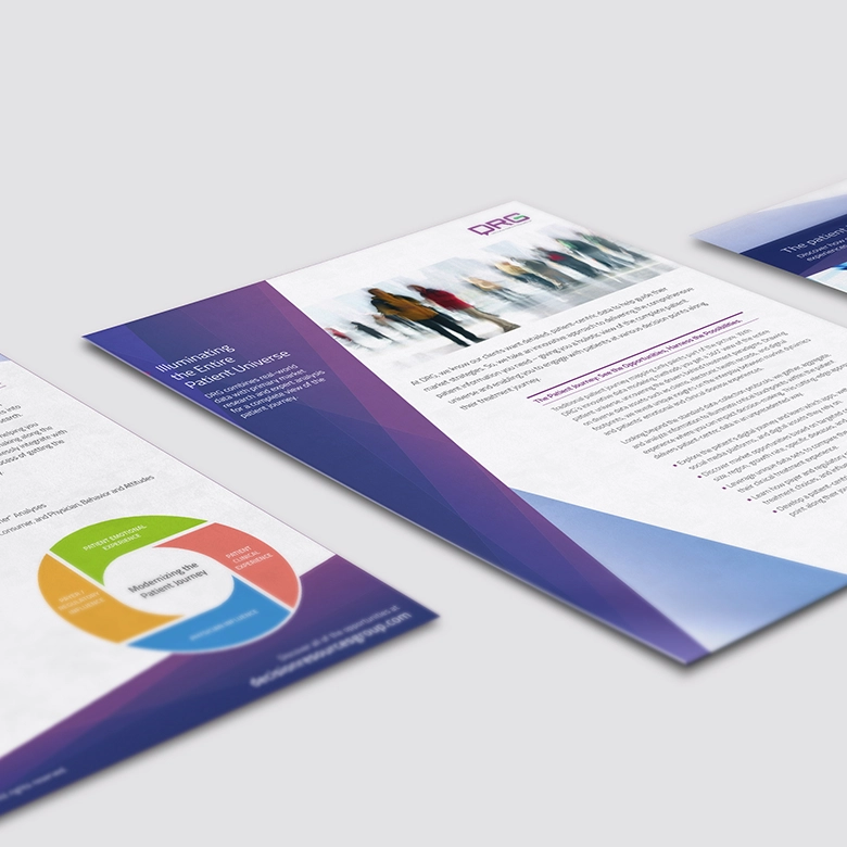 Data sheet branding and design for a global information and technology services company