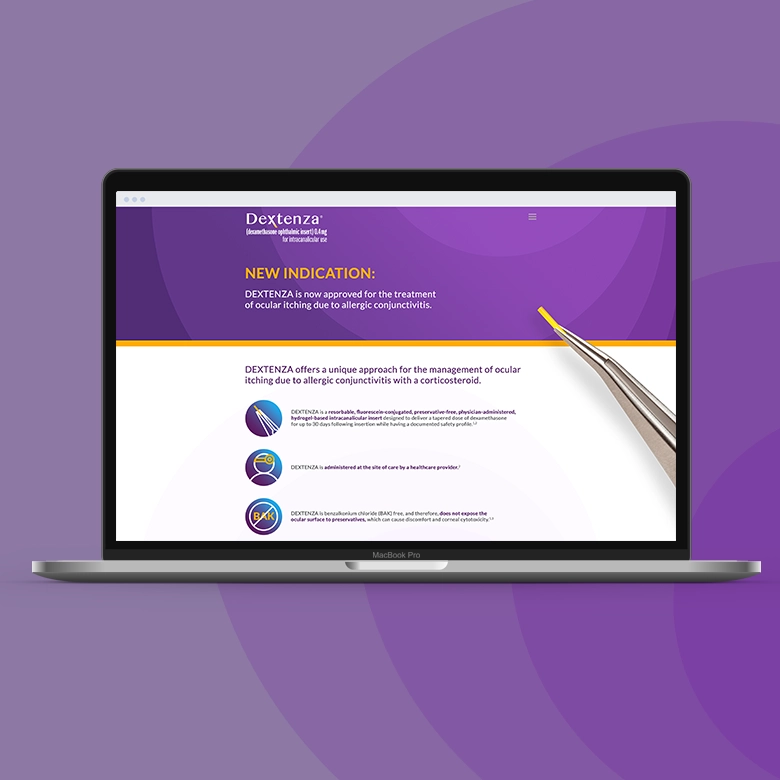 web design services for an ophthalmic insert used in the operating room and office to treat ocular inflammation and pain following ophthalmic surgery.