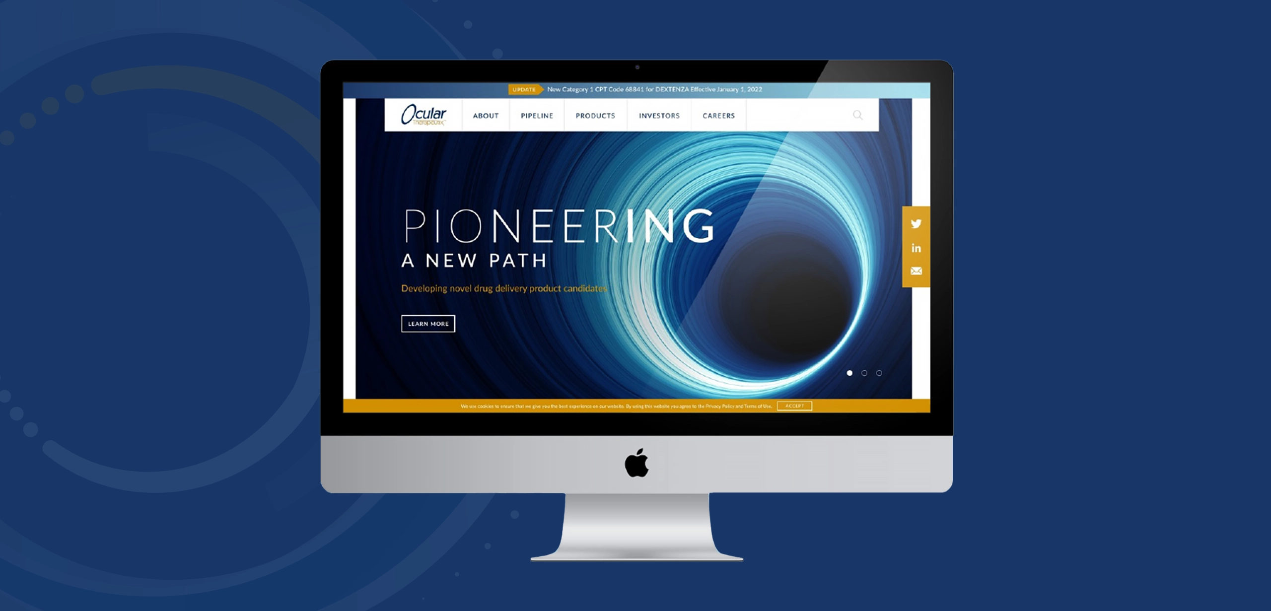 Web design services for a biopharmaceutical company focused on innovative therapies for diseases and conditions of the eye